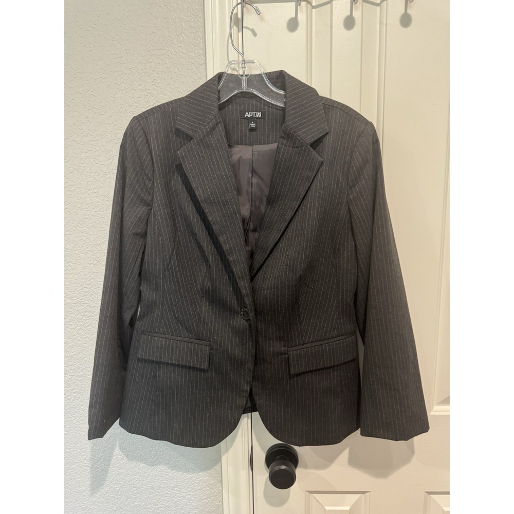 Pinstripe Blazer Jacket Y2K Gray Tailored Office Career Preppy Academia Small